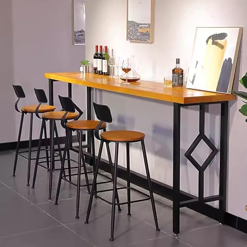 DESALAI Farmhouse Solid Wood Bar Table,Rectangular Kitchen Dining Table Home Console Table,Long Narrow Top Table,Rustic Pub Tables Counter Height Table,No Stool(78.7“L x 15.7“W 41.3“H, Brown)