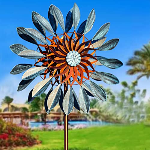 LFFH Metal Weather Vane, Flower Windmill Ironwork Garden Spinner Outdoor Garden Decoration Kinetic Spinner for Yard Signs