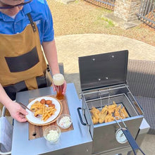Bayou Classic 700-727 2.5-gal Stainless Bayou® Fryer Workstation Includes Mesh Basket Fry Thermometer Drain Valve High Pressure Regulator w/ 48-in Stainless Braided LPG Hose