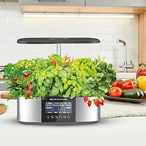 GeRRiT Smart Garden Planter 21 pods Intelligent Hydroponics Growing System with 4.8in LCD Screen, Automatic Add Water and Nutrients, Indoor Herb Garden Germination Kit with LED Grow Light