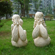 Garden Fairy Statue with Angel Wings Kneeling On The Sunflower Ball,Garden Statue Figurine,Indoor Outdoor Home Decoration Sculpture (A)