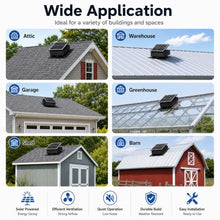 AMZSTAN 14" Solar Attic Exhaust Fan 60W Monocrystalline Roof Vent, 2500m³/h High Airflow Solar Powered Ventilator with Remote, 3-Speed & Auto Temp Control for Attic Barn Greenhouse