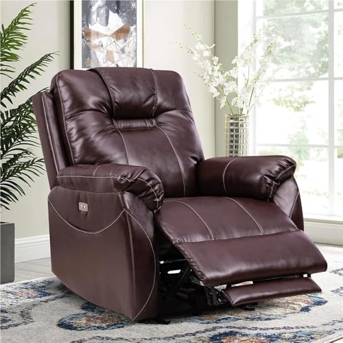 UOPYNE PU Leather Power Wall Hugger Recliner with Heating Massage