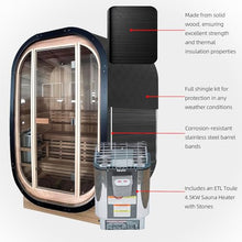 Amocane 2 Person Cedar Outdoor Cube Steam Sauna with 4.5KW Sauna Heater