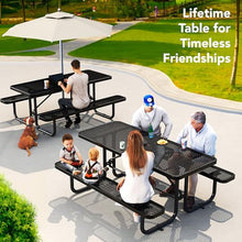 OUTTANS Commercial Metal Picnic Table, Black, 6' Rectangular