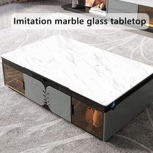 Rectangle Tempered 8mm Thick Polish Touch Corners Glass Table Top, Glass Table Top with Marble Design, Glass Coffee Table Rectangle Glass Table Top Replacement Rectangle Table Glass Top(D,100x55cm)
