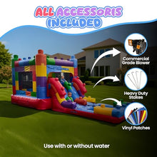 Inflatable Water Slide Bounce House Combo with Dual Lanes, Basketball Hoop, and Splash Pool | 26ft x 12ft x 12ft | Commercial Grade Backyard Water Park | Blower and Storage Bag Included