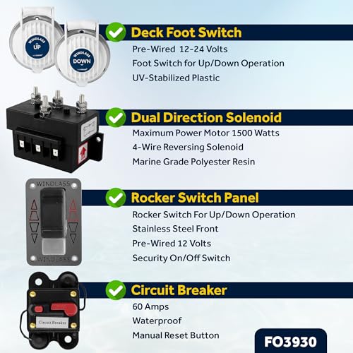 Five Oceans Horizontal Windlass Anchor System 600W 12V DC Silver