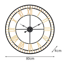 WKNHHL Outdoor Garden Wall Clock, 80 Cm Large Round Metal Garden Clock Roman Numerals Retro Waterproof Outdoor Clock Indoor Outdoor Decoration Outside Clock,B