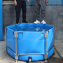 Above Ground Circular Canvas Fish Pond, Aquarium Pool Pond With Stand Upgrade Large Water Tank Outdoor Family Pool With Drain Valve Easy Drainage For Aquaculture ( Color : Blue , Size : 1.5x0.8m )