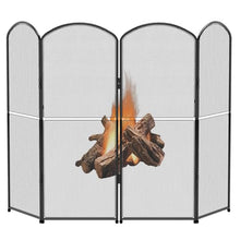 Black Fire Spark Guard Cover Decorative 4 Panel Foldable Fireplace Screen Stand for Home Indoor Fireplace - Protective Cover Guard for Fire Safety ()