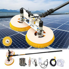 Multifunctional Electric Solar Panel Cleaner with Rotating Double Brush Head, Water Fed Pole Kit for PV Panel Washing, House Siding, Pool Tiles & Outdoor Surface Cleaning, Dual/Single Double Head 3m