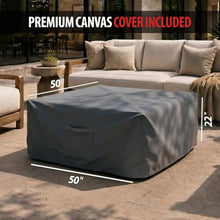 AMS 48" Square Concrete GFRC Propane Gas Fire Pit Table (Dark Gray)