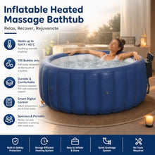 Inflatable Hot Tub, Round Blow up Portable Hot tub, Smooth Easy-Wipe Interior, Convenient Side Drain Spout, Blow Up Hot Tub for Backyard