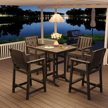 GarveeHome Outdoor Bar Chairs Set of 4, Patio HDPE Garden Chairs with Ergonomic Wide Seat and Footrest, Waterproof, All-Weather Durable Bar Stools for Balcony, Backyard, Poolside, Grey