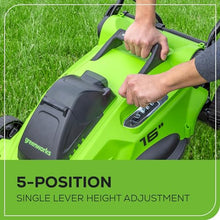 Greenworks 40V 16" Brushless Cordless (Push) Lawn Mower + Blower (350 CFM) + 13" String Trimmer (Bonus Spools), 4.0Ah + 2.0Ah Battery and Charger Included (75+ Compatible Tools)
