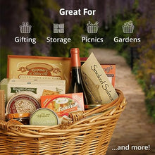 Wald Imports - Medium Light Brown Hand Woven Wicker Basket for Storage with Handles - Woven Basket - Wicker Baskets for Picnics, Easter, Organizing, and More (17 x 6.5 inches)