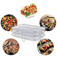 AFPSDLFJDLS Grill Rack Stackable Grid Air Fryer Holder 3-Layers Stainless Steel Household Gadgets for Family Baking Outdoor Camping(E)