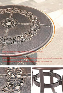 KUYBTU Garden Bench 3Pcs Cast Aluminum Bistro Set Garden Furniture Dining Table Chairs Outdoor Seat Patio Seater