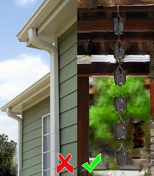 YUSIWOAL Aluminum Alloy Rain Chain for Gutter Downspout, Decorative Water Diverting Solution for Outdoor Porch and Shed(3.6 m (11.8ft))