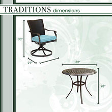 Hanover Traditions 3-Piece Patio Bistro Set with Cushioned Wicker Back Rocker Chairs and Round Table Blue