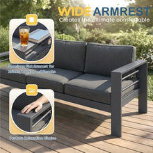 Solaste Aluminum Patio Furniture Set for All Weather, Oversized Metal Outdoor Furniture Set with 27.5" Deep Seating and 3.2" Wide Armrest, Outdoor Patio Conversation Sets with 10" Back Suport Cushion