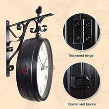 Garden Wall Clock Classic Station Wall Clock Retro Double Sided Wall Clock Outdoor Clock with Bracket Vintage Wall Clock - Vintage Clock