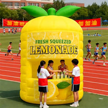 Inflatable Lemonade Stand with Blower - Yellow Oxford Cloth Inflatable Lemon Booth, 10ft L×10ft W×15ft H, Lemon Stand for Parties, Shopping Malls, Store Decor & Commercial Events