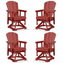PLUUV Adirondack Swivel Glider Chair Set of 4, 360 Degree Rotation, Red