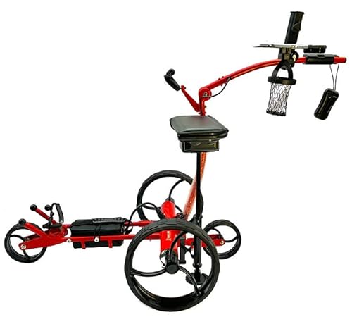 Insanity Golf Electric Golf Trolley with Remote Control Aluminum Frame Lithium-Ion Battery Slope Control Red and Black