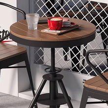JOSOGO Outdoor Dining Set Plastic Wood Seating All-Weather Garden Balcony Waterproof Sun-Proof Open-air Terrace Courtyard Anti-Corrosion Wooden Black Table with 4 Chairs(L)