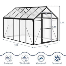 Garvee 6 x 10 FT Greenhouse, Greenhouses for Outside, Polycarbonate Greenhouse with Aluminum Frame, Lockable Door and Ajustable Roof Vent for Backyard, Green Houses for Outside Garden Backyard, Patio