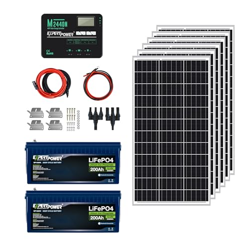 ExpertPower 5KWH 12V Solar Power Kit | LiFePO4 12V 200Ah, 600W Solar Panels, 40A MPPT Solar Charge Controller | RV, Trailer, Camper, Marine, Off Grid