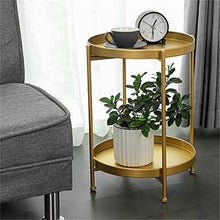 NRFJFOP Side Table Wrought Iron Double-Layer Small Coffee Round Living Room Mini Sofa