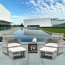 DUYHBAWRS 5pcs 2 Chairs Footstools 1 Coffee Table Combination Sofa Gray Gradien for Your Front or Backyard Patio Furniture