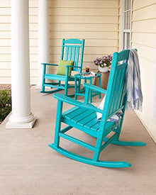 POLYWOOD Presidential 3-Piece Rocking Chair Set, Outdoor Patio Furniture, HDPE All-Weather Rockers with Side Table, Fade-Proof, Black