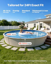 VEVOR 24-ft Round Above Ground Pool Liner, Overlap Pool Liners, Thickend Upgraded Gauge Vinyl, 48-to-54inch Wall Height, Designed for Steel Sided Above-Ground Swimming Pools