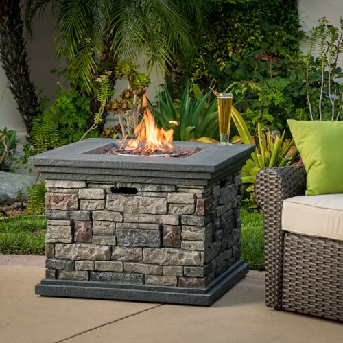 FammyLoft 32" Propane Fire Pit Table with Slipcover, 40000 BTU, Stone Gray