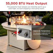 COSTAELM Sol 47" Modern Outdoor 55,000 BTU Patio Backyard Round Propane Fire Pit Table (Rocks Not Included), Sand