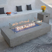 Riviera Concrete Fire Pit 60" x 31.9" Outdoor Patio Firepit Includes Fire Glass Modern Fire Pits & Outdoor Fireplaces for Garden, Deck, Indoor & Outdoor Heating