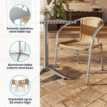 Flash Furniture Lila 23.5'' Square Aluminum Indoor-Outdoor Table Set with 2 Beige Rattan Chairs