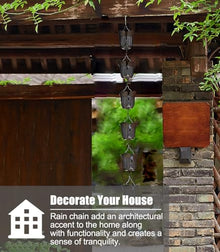 YUSIWOAL Aluminum Alloy Rain Chain for Gutter Downspout, Decorative Water Diverting Solution for Outdoor Porch and Shed(3.6 m (11.8ft))