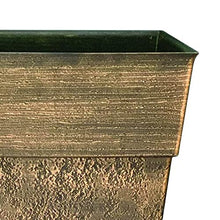 The HC Companies Avino 16 Inch Square Plastic Accent Outdoor Flower Planter Pot for Garden, Patio, Porch, Deck, or Balcony, Celtic Bronze (12 Pack)