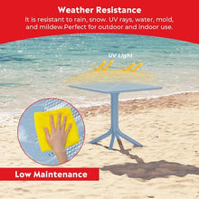Costaelm Set of 4 Dining Chairs, HDPE Patio Square Coffee Table and Stackable Chairs, Outdoor Deck Furniture All Weather for Backyard Porch Poolside, French Blue