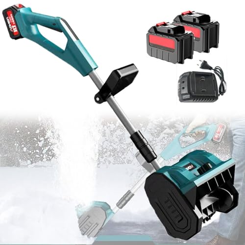 HYUIO Handheld Cordless Electric Snow Shovel,Cordless Electric Snow Blower,Rechargeable Snow Thrower,Adjustable Telescopic Pole/Direction,with 2 Battery,Blue