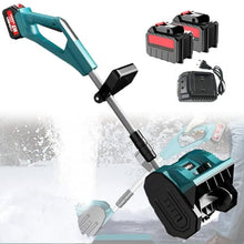 HYUIO Handheld Cordless Electric Snow Shovel,Cordless Electric Snow Blower,Rechargeable Snow Thrower,Adjustable Telescopic Pole/Direction,with 2 Battery,Blue
