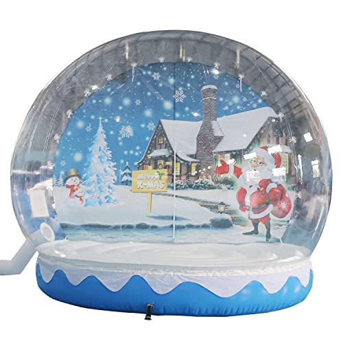 SAYOK Inflatable Christmas Snow Globe Tent with Blower and Pump, 9.84ft Blue & White