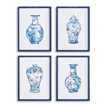 Napa Home & Garden Ornamental Urns in Blue Study Framed Wall Art Set of 4 Ornamental URNS