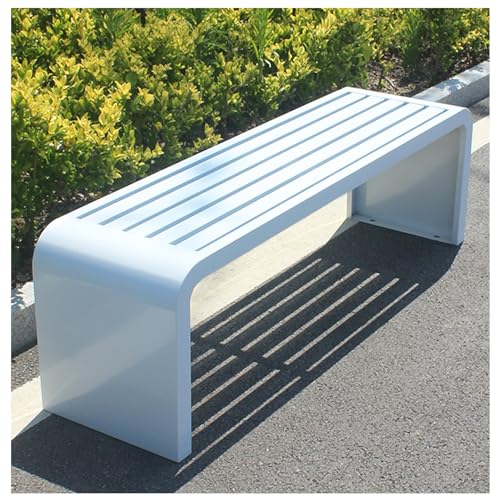 ARMERI Garden Bench for Outdoors, Backless Patio Benches, Metal Bench Weatherproof Outdoor Benches, Garden Benche for Garden Patio Porch Park Backyard,White,120x40x45cm