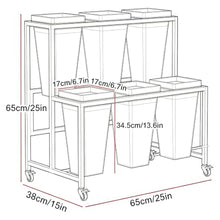 Plant Cart 2 Tier Flower Display Stand With 6White Buckets For Florist